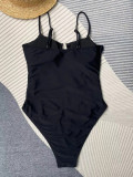 Solid color bikini women's one-piece swimwear