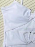 Solid color bikini women's one-piece swimwear