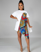 Casual printed contrast dress