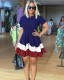 Fashionable patchwork contrasting color casual dress
