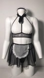 Classic cos play maid uniform mesh see-through temptation sexy suit