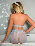 Classic cos play maid uniform mesh see-through temptation sexy suit