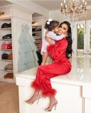 Satin pajamas for women, removable feather long-sleeved trousers two-piece loungewear