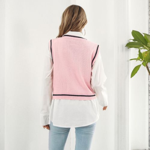 Halloween skull jacquard rhombus vest sweater women's vest autumn and winter sweater