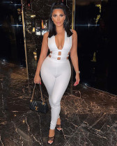 Fashionable hollow out sexy V-neck sleeveless jumpsuit