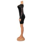 Fashion sexy tight long sleeve velvet dress for women