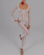 Lace stitching sexy low-cut feminine see-through jumpsuit 