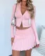 Autumn and winter knitted cardigan long-sleeved two-piece set for women fashion sexy pleated skirt short skirt suit