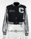 Street patchwork embroidered baseball uniform autumn and winter three-dimensional button crop jacket