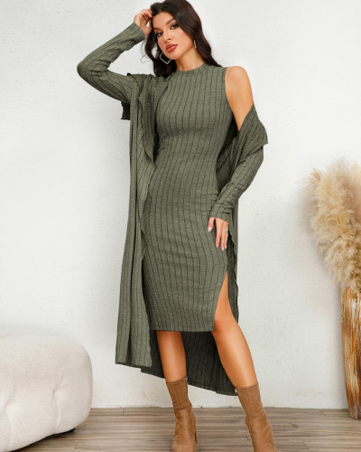 Autumn Fashionable Long Sleeve Long Jacket Two-piece Set