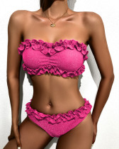 Solid Color Swimsuit Sexy Women's Ruffles Bikini