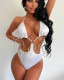 Sexy Chain Hollow Bikini Backless Strappy One-piece Swimsuit
