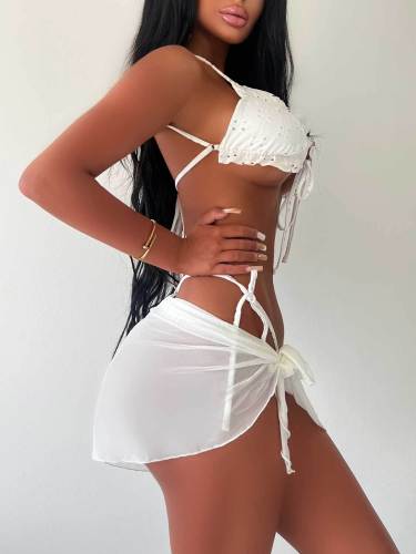 Bikini white swimsuit three-piece set