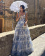 Fashion floral print long evening dress