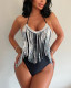 Backless sequin tassel sexy one-piece swimsuit beachwear