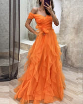 Mesh party patchwork fashionable evening dress