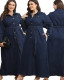 Plus size winter women's collared washed denim dress