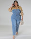Women's Plus Size Denim Contrast Jumpsuit