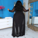 Women's plus size autumn and winter long-sleeved stretch jumpsuit