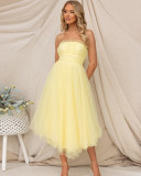 strapless mesh party dress bridemaid dress