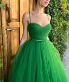 Party straps solid color midi-length long mesh dress (without bow)