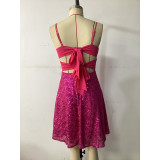Sexy sequins deep V straps dress