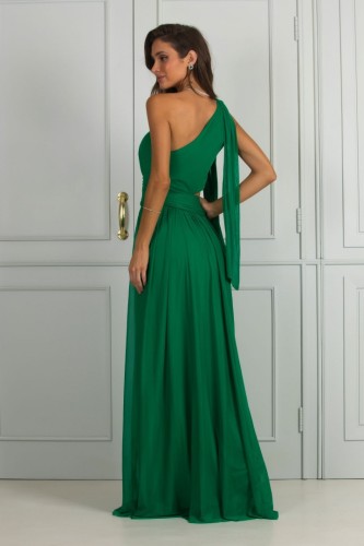 One-shoulder slim-fitting dress solid color slim-fitting long skirt