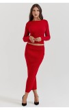 Bow tie long sleeve knitting two piece skirt set