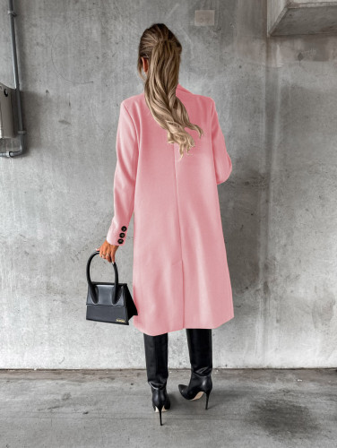 Winter coat solid color long sleeves double breasted with pockets