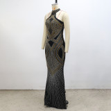 Party sleeveless rhinestones evening dress