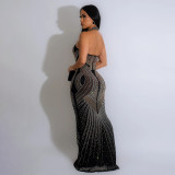 Party sleeveless rhinestones evening dress