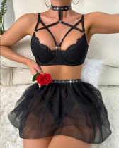 Lace Sexy Bra Erotic Underwear Set Solid Color Mesh Underwear
