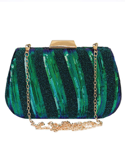 Striped Sequin Evening Bag Fashion Clutch Bag