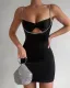 Sexy black diamond twist slim fit short dress