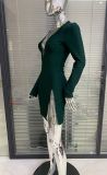 Party evening V-neck glitter mesh rhinestone bandage dress