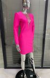 Party evening V-neck glitter mesh rhinestone bandage dress