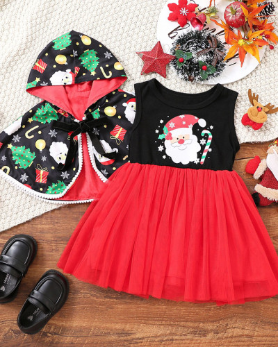 Halloween day girls skirt set small and medium children's clothing children's cape dress two-piece set