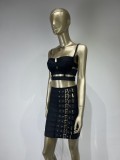 Punk style bandage skirt sexy suspender skirt nightclub suit