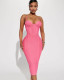 Pink bandage dress fashionable suspender tight long dress