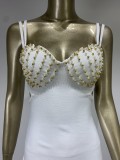 Bandage fashion sexy diamond chain suspender evening party dress
