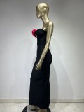 Black tube deep V party bandage dress