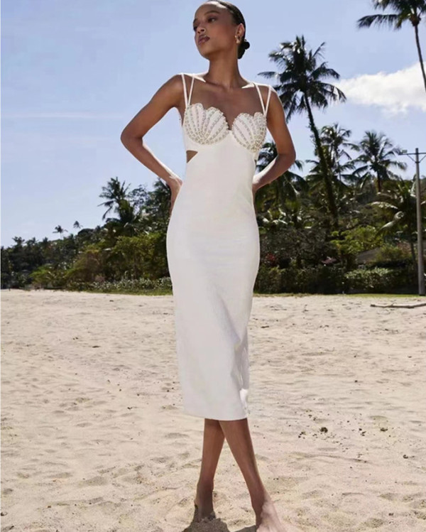 Bandage fashion sexy diamond chain suspender evening party dress