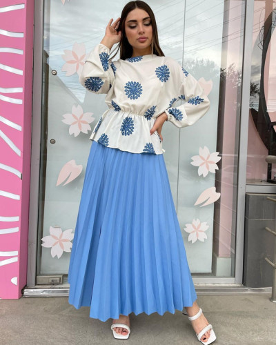 Long sleeve top high waist commuter skirt set