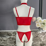 Sexy open panties strappy mesh underwear set