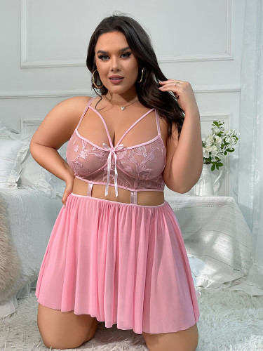 Plus size sexy lingerie lace nightgown