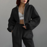 Fashionable long-sleeved fleece simple sports tracksuit