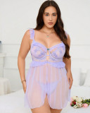 Presale ~ Plus size suspender embroidered underwire sexy transparent lace nightgown