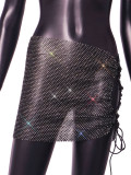 Sexy sparkling diamond fishnet nightclub sexy skirt