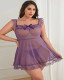 Plus size sexy lace lingerie mesh see through nightgown