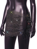 Sexy sparkling diamond fishnet nightclub sexy skirt